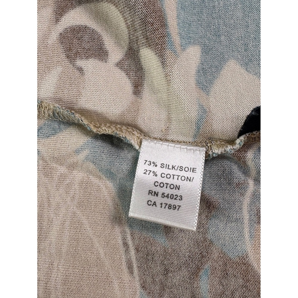 Vintage Y2K Banana Republic Wrap Dress XS Silk Cotton Floral Teal Brown Lorelai - Picture 7 of 10
